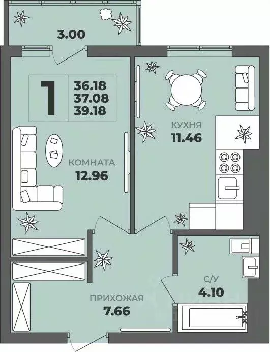 1-к кв. Калининградская область, Калининград ул. Генерала Толстикова, ... - Фото 1