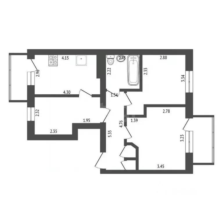 3-к кв. Ростовская область, Аксай Садовая ул., 2 (63.4 м) - Фото 1