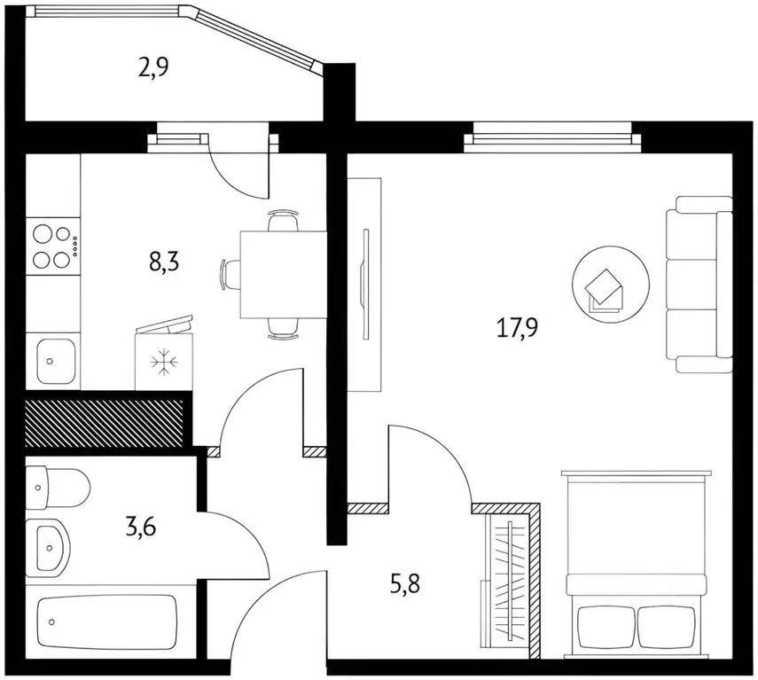 1-к кв. Ростовская область, Ростов-на-Дону просп. Солженицына, 13 ... - Фото 2
