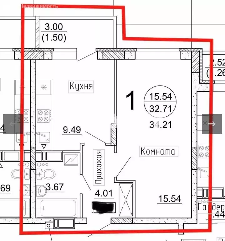 1-комнатная квартира: Воронеж, Острогожская улица, 156/1 (34.21 м) - Фото 0