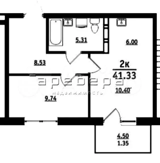 1-к. квартира, 36 м, 4/6 эт. - Фото 0