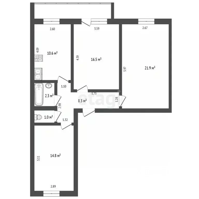3-к кв. Саха (Якутия), Якутск ул. Якова Петерса, 4 (75.4 м) - Фото 1