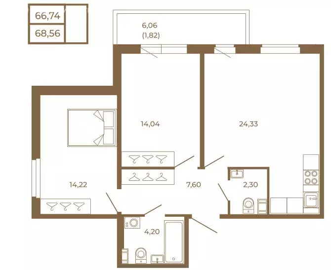 2-комнатная квартира: Сертолово, Златоглавая улица, 2к2 (68.56 м) - Фото 1