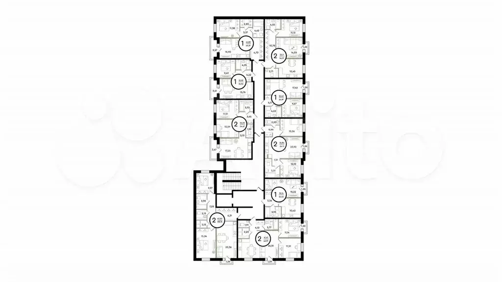 2-к. квартира, 56,1 м, 4/4 эт. - Фото 1