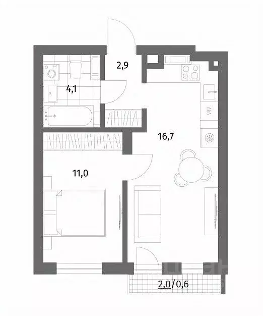 1-к кв. Калининградская область, Гурьевск ул. Имени Антона Пошкуса, ... - Фото 1