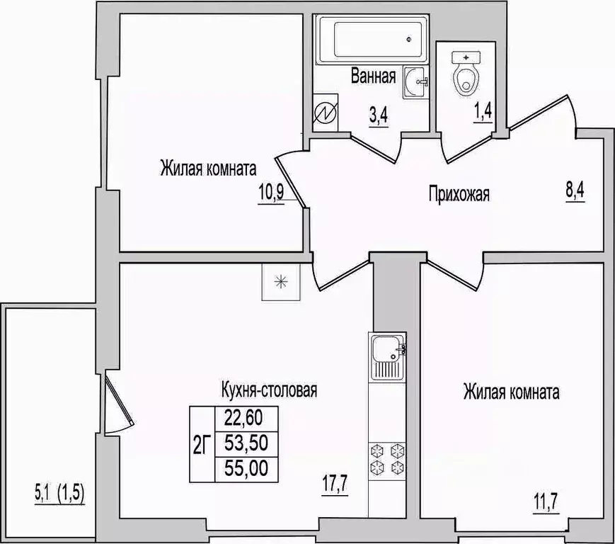 2-к кв. Псковская область, Псковский район, Завеличенская волость, д. ... - Фото 1
