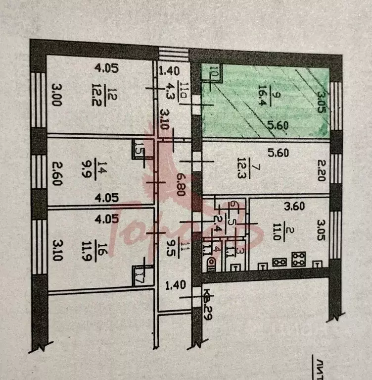 Комната Орловская область, Орел ул. Садовского, 5 (17.1 м) - Фото 2