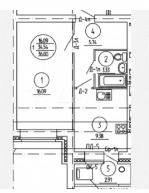 1-к. квартира, 36м, 7/9эт. - Фото 1