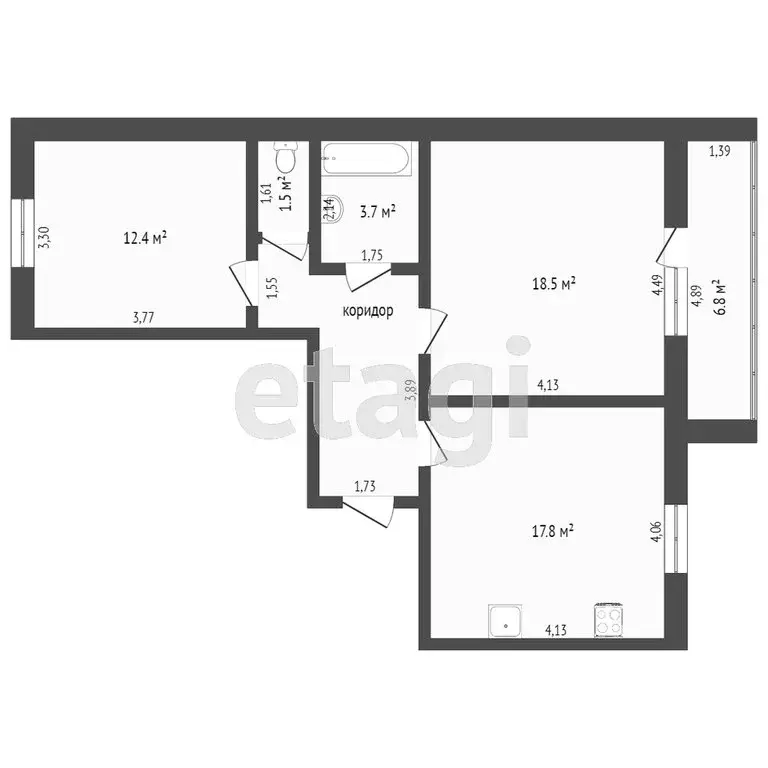 2-комнатная квартира: Тюмень, Газопромысловая улица, 7 (57 м) - Фото 1