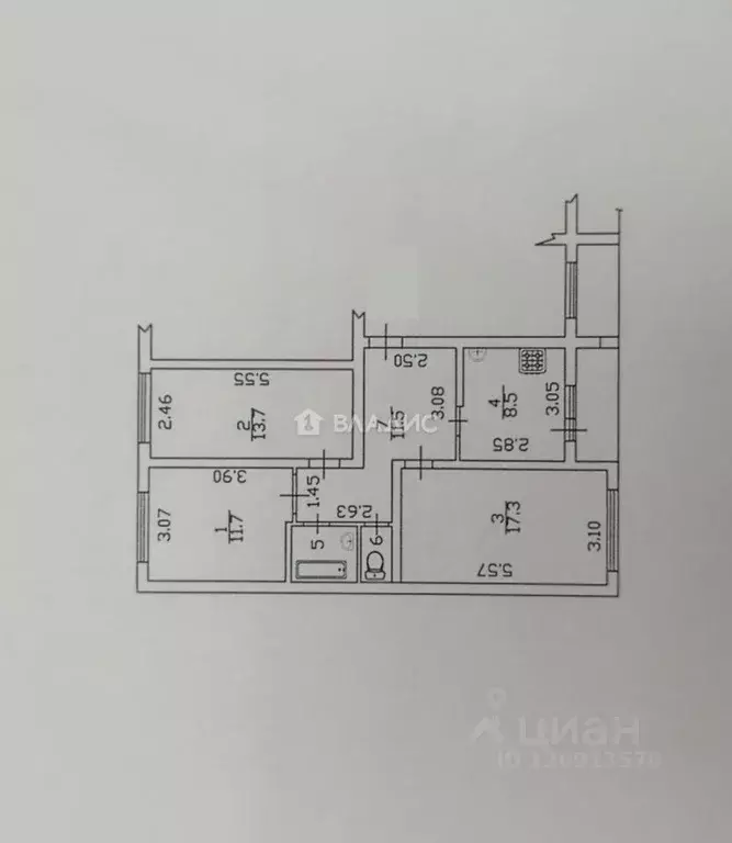 3-к кв. Владимирская область, Собинка Центральная ул., 22 (66.8 м) - Фото 2