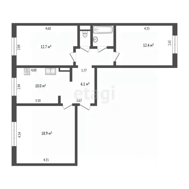 3-к кв. Пермский край, Пермь ул. Подводников, 11Б (67.1 м) - Фото 2
