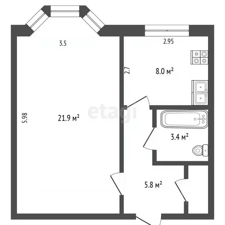 1-к кв. Ямало-Ненецкий АО, Новый Уренгой Железнодорожная ул., 46 (38.2 ... - Фото 1
