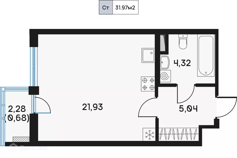 Продаётся 1-к квартира, 32.3 м - Фото 0
