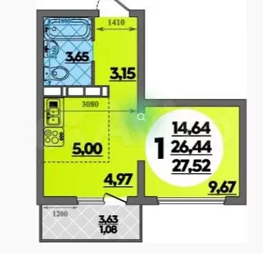 Квартира-студия, 28 м, 2/18 эт. - Фото 0