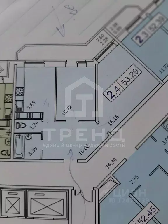 2-к кв. Ленинградская область, Мурино Всеволожский район, Новая ул., 7 ... - Фото 2