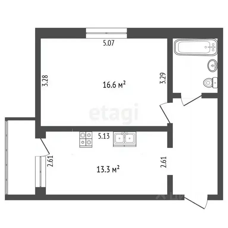 1-к кв. Вологодская область, Вологда Кирпичная ул., 31 (42.0 м) - Фото 2