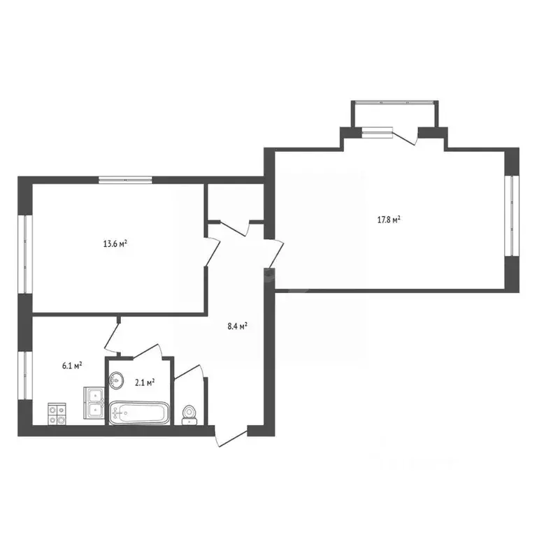 2-к кв. Санкт-Петербург ул. Вавиловых, 8К1 (50.4 м) - Фото 2
