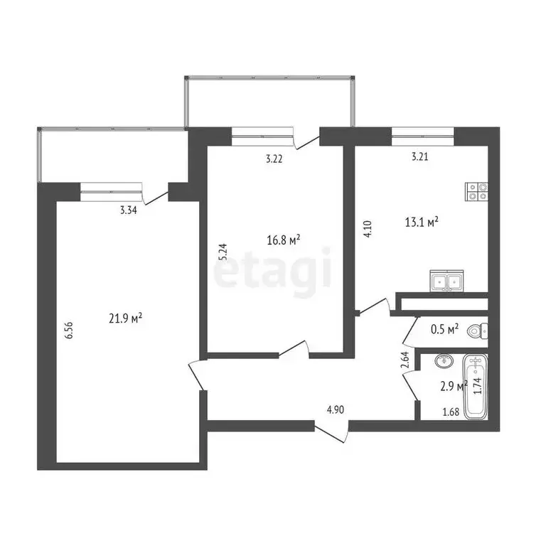 2-комнатная квартира: Тюмень, улица Мебельщиков, 6 (64.2 м) - Фото 1