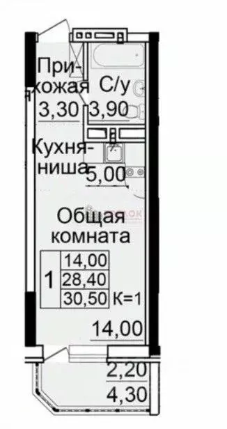 Студия Ростовская область, Ростов-на-Дону Белокалитвинская ул., 2/1с1 ... - Фото 2