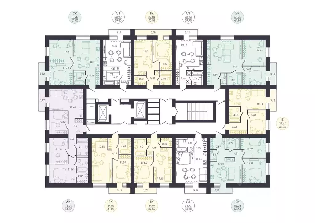 2-к кв. Пензенская область, Пенза Колышлейская ул., 7 (53.03 м) - Фото 2