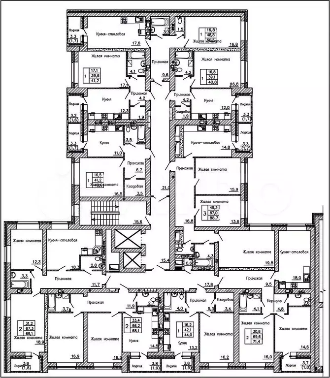 2-к. квартира, 71,4 м, 11/15 эт. - Фото 1