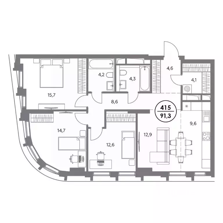 3-к кв. Москва ул. Фридриха Энгельса, 56 (91.3 м) - Фото 0