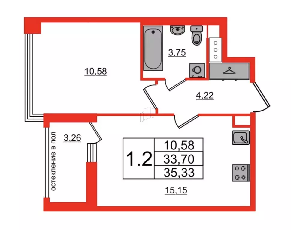 Продаётся 1-к квартира, 36.96 м - Фото 0