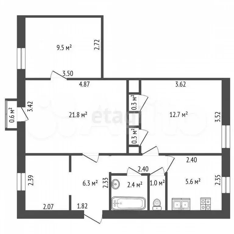 Квартира-студия, 60 м, 2/2 эт. - Фото 0