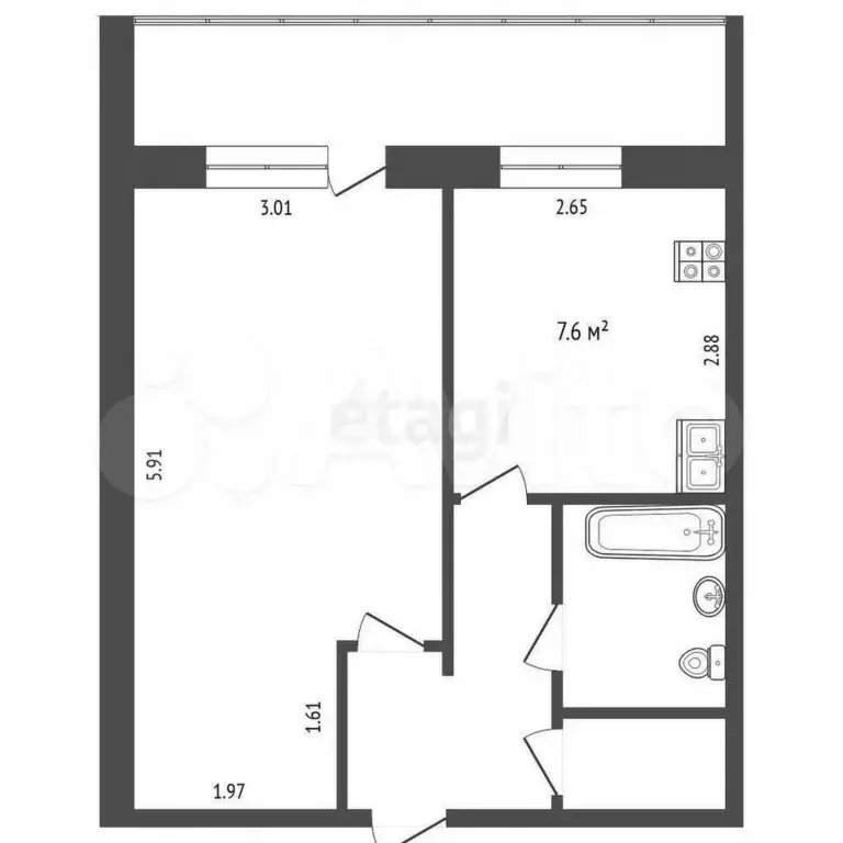 1-к. квартира, 36,5 м, 7/9 эт. - Фото 0