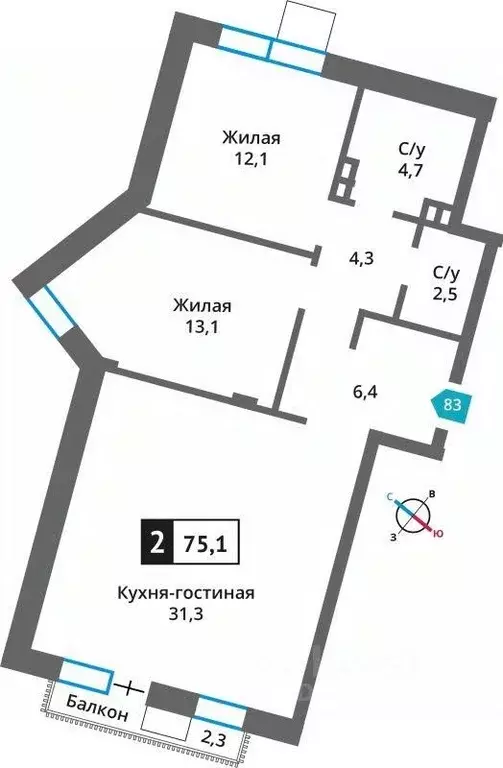 2-к кв. Московская область, Красногорск городской округ, д. Марьино ... - Фото 0