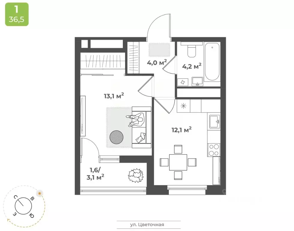 1-к кв. Тверская область, Тверь Соминка мкр,  (35.0 м) - Фото 0