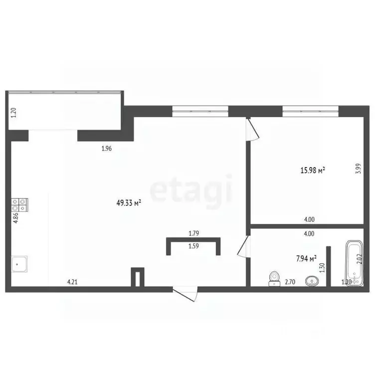 2-к кв. Тюменская область, Тюмень Харьковская ул., 68 (74.0 м) - Фото 2