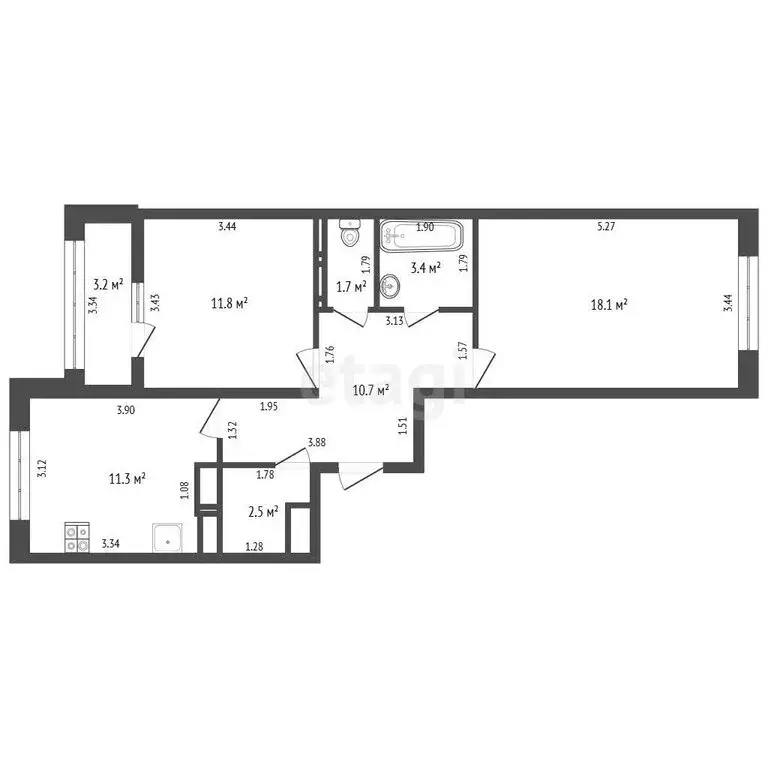 2-комнатная квартира: Жуковский, улица Гагарина, 62 (59.5 м) - Фото 1