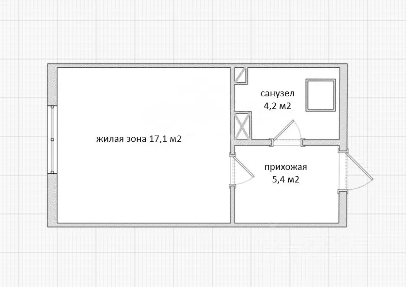 Студия Санкт-Петербург ул. Тамбасова, 7 (26.7 м) - Фото 2