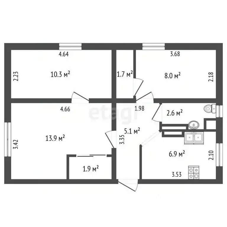 3-к кв. Архангельская область, Архангельск Аллейная ул., 18 (53.0 м) - Фото 2