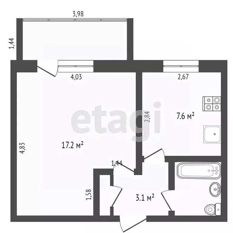 1-к кв. Тюменская область, Ишим Большая ул. (33.3 м) - Фото 1