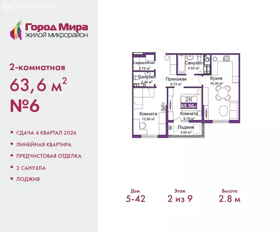 2-комнатная квартира: Симферополь, Центральный район (63.6 м) - Фото 0