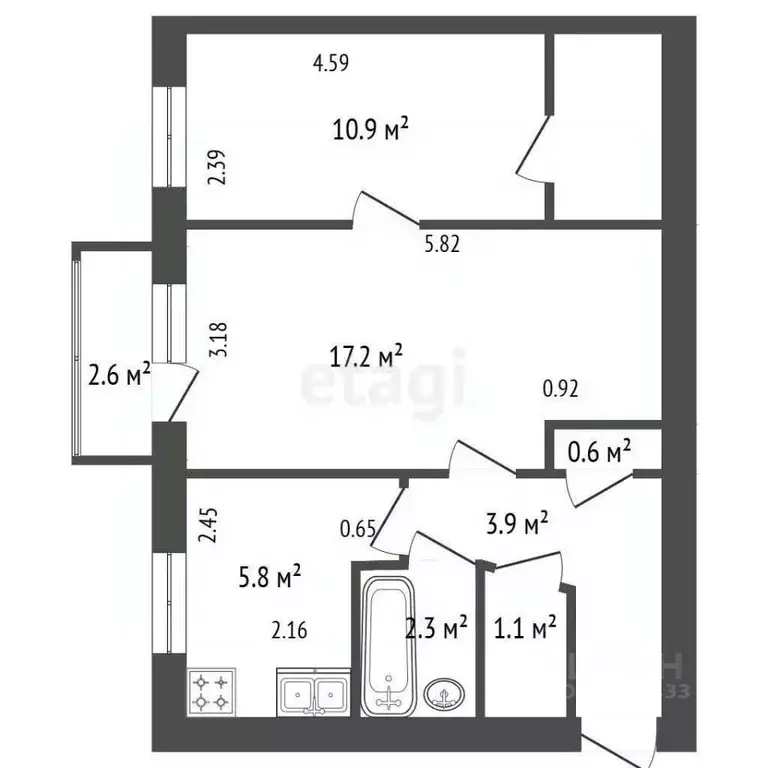 2-к кв. Санкт-Петербург ул. Типанова, 17 (44.0 м) - Фото 1