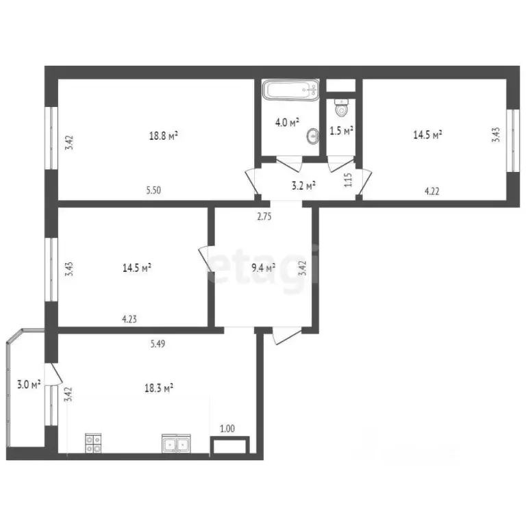 3-к кв. Тюменская область, Тюмень Широтная ул., 168 (85.0 м) - Фото 1