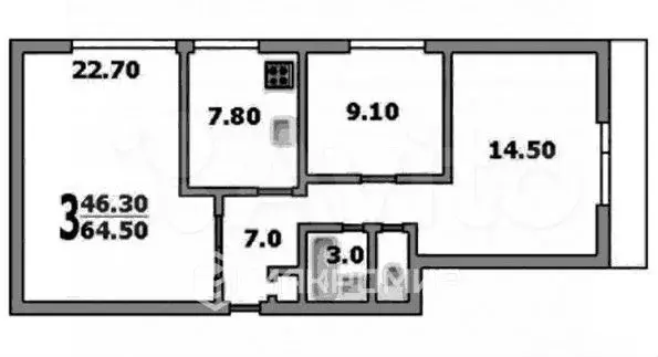 3-к. квартира, 65 м, 4/16 эт. - Фото 0