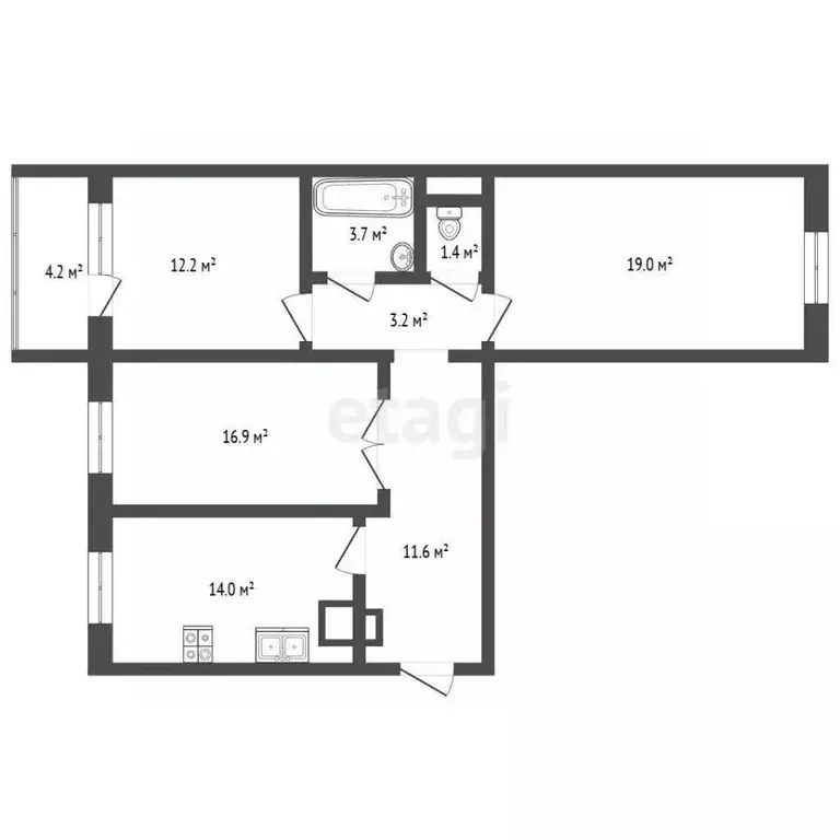 3-к кв. Костромская область, Кострома ул. Олега Юрасова, 1 (78.9 м) - Фото 1