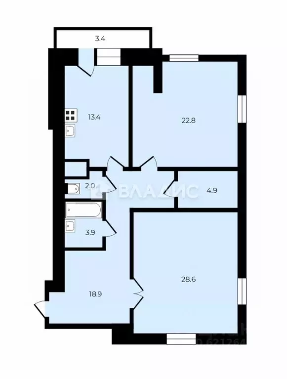 2-к кв. Санкт-Петербург ул. Савушкина, 133к1 (94.5 м) - Фото 2