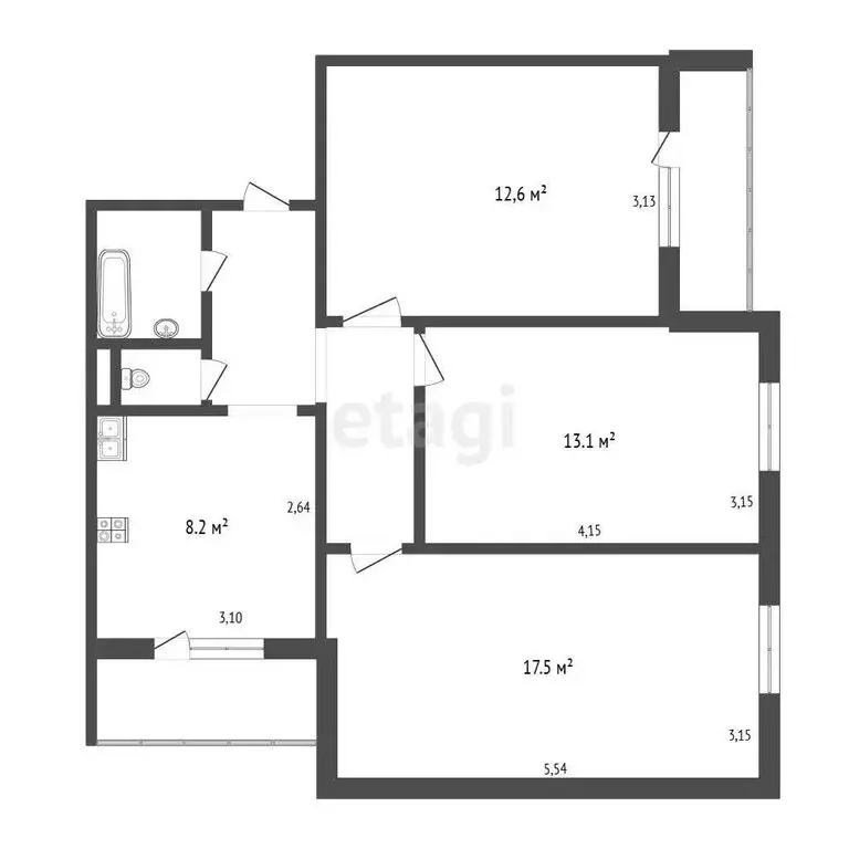 3-комнатная квартира: Белгород, микрорайон Салют, улица Дегтярёва, 2 ... - Фото 1