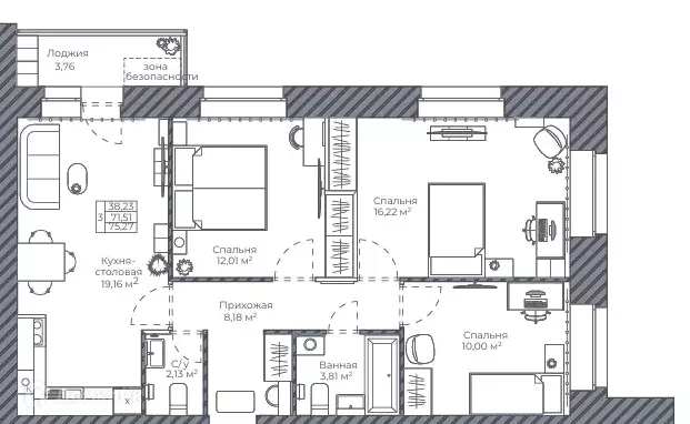 Продаётся 3-к квартира, 75.27 м - Фото 0