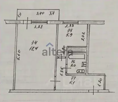 1-к кв. Татарстан, Казань ул. Братьев Касимовых, 10 (33.4 м) - Фото 2