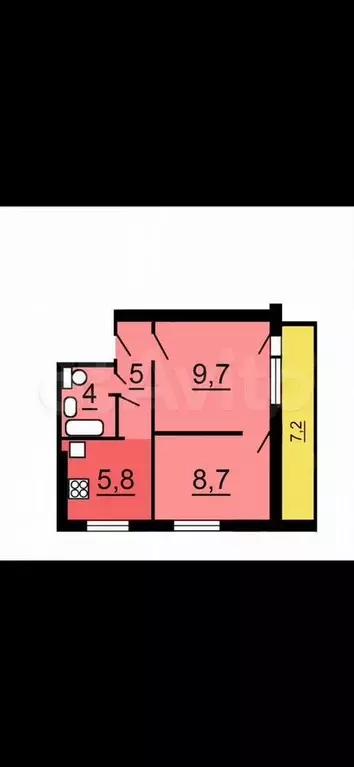 2-к. квартира, 34 м, 4/9 эт. - Фото 0