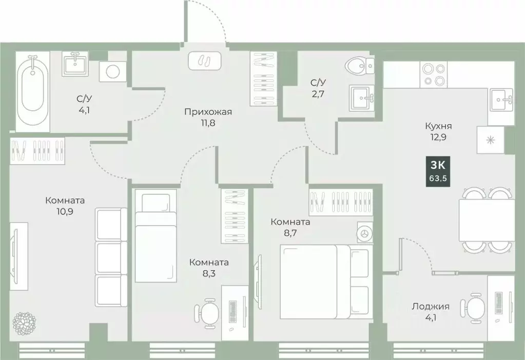 Свободной планировки кв. Курганская область, Курган Заозерный ... - Фото 1