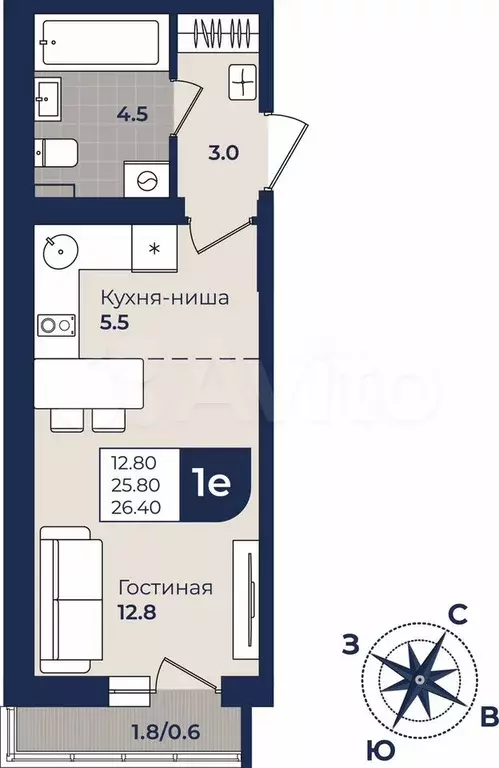 2-к. квартира, 48,9 м, 3/10 эт. - Фото 0