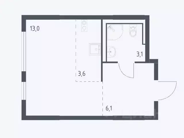 Студия Москва Ленинградское ш., 229Вк1 (25.8 м) - Фото 0