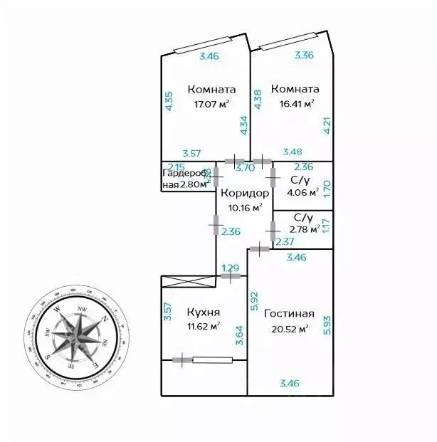 3-к кв. Москва Русаковская ул., 2 (85.5 м) - Фото 1